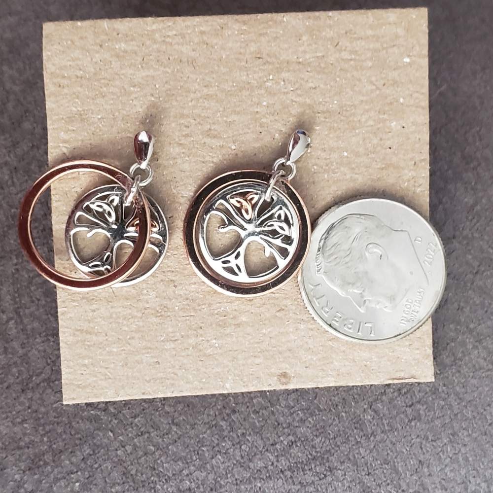 House Of Lor Silver & Irish Rose Gold Tree Of Life Earrings - Picture 6 of 11
